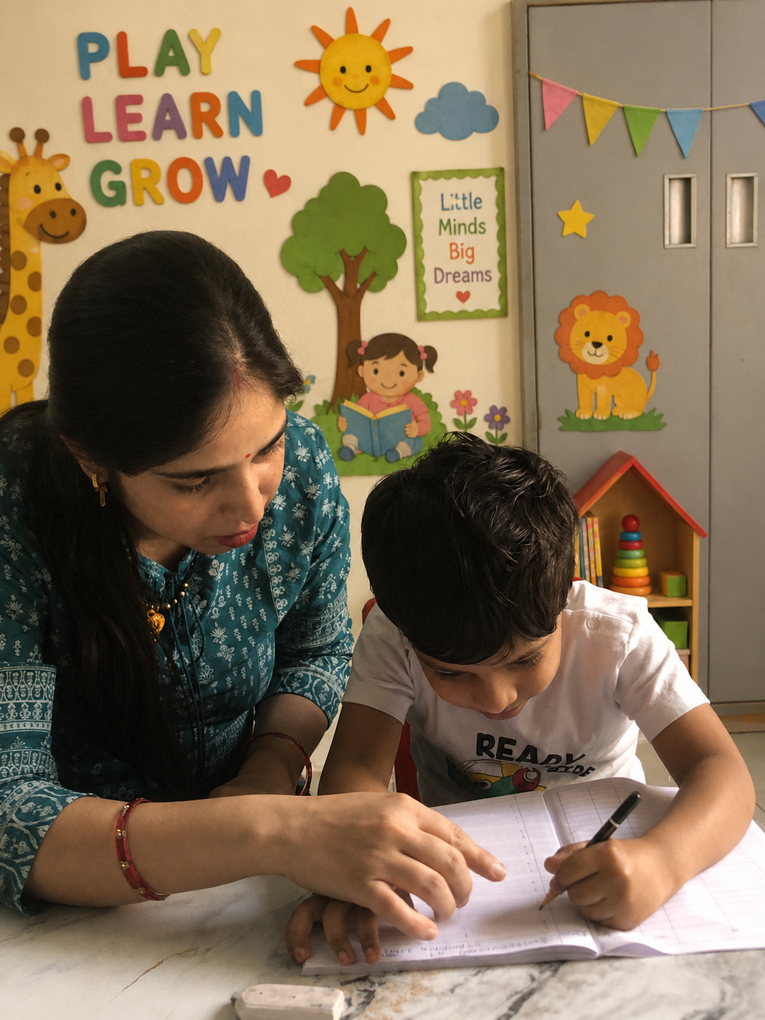 Teacher reading with children